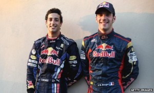 Daniel Ricciardo y Jena Eric Vergne. Toro Rosso cambió a sus dos pilotos para 2012. 